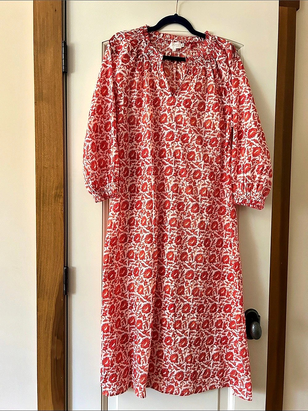 Gen Happy Signature Floral Midi Dress in Orange & White Like New